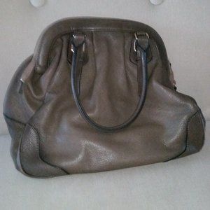 Danier grey leather tulip shaped bag